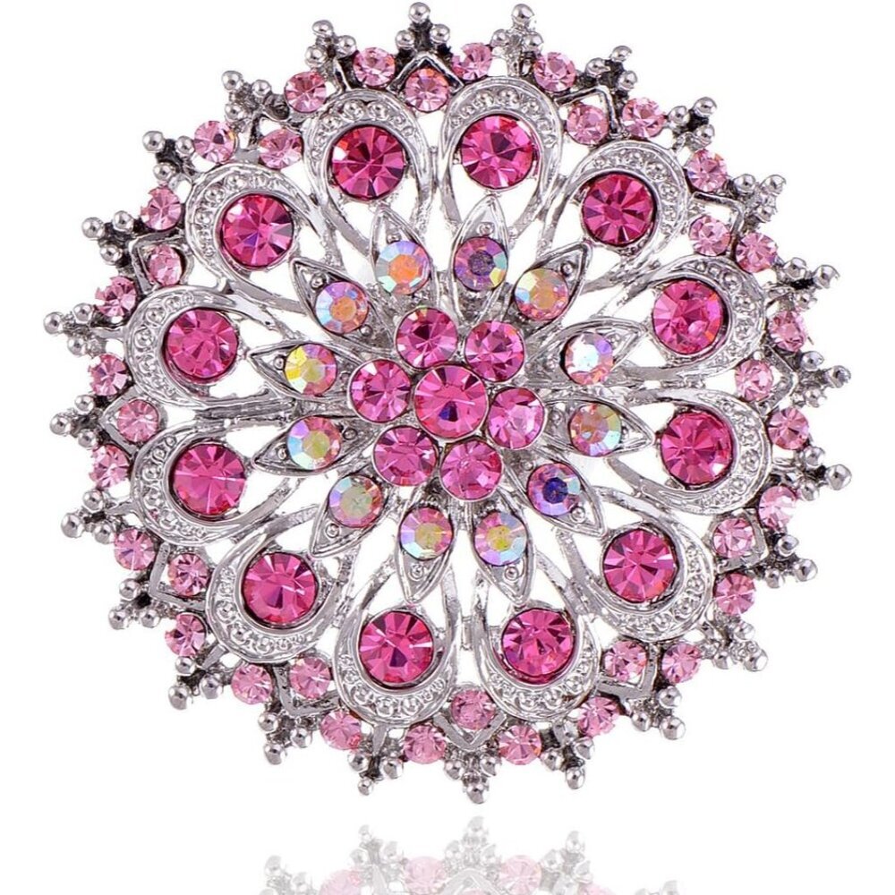Adustable Silver Blue Purple Iridescent Crystal Rhinestones Snowflake Flower Flo
